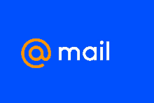 a blue background with the word mail written on it