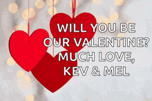 a valentine 's day card that says will you be our valentine