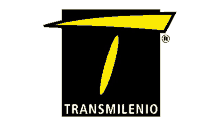 the logo for transmilenio is a black and yellow logo with a yellow arrow and the letter t .