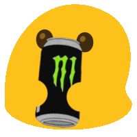 a monster energy drink can is being held by a bear