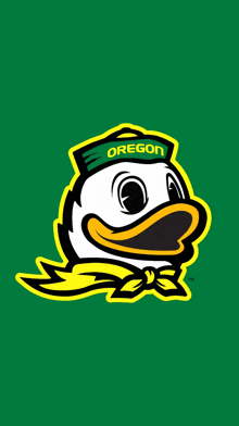 a duck with the word oregon on its hat