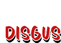 a white background with red letters that say disgus