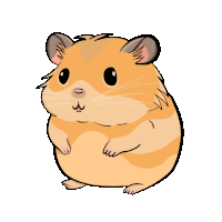 a cartoon drawing of a hamster with a big belly