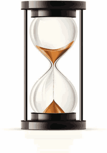 a hourglass with a black frame is shown on a white background ..