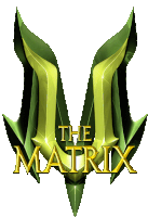 a logo for the movie the matrix with a green and gold design