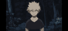 katsuki from my hero academia is standing in the woods