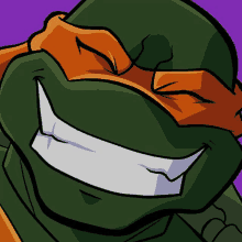 a cartoon of a teenage mutant ninja turtle with a big smile on his face