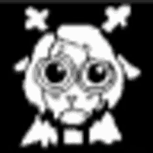 a pixel art drawing of a sheep with a skull and crossbones on it 's head .