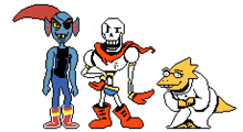 a pixel art drawing of undertale characters including papyrus