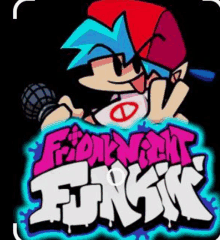 a cartoon character is holding a microphone in front of the words fnf .