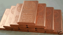 a stack of copper bars with the number 20 on the top