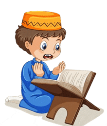 a cartoon illustration of a boy reading a book on a white background