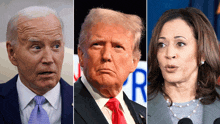 joe biden donald trump and kamala harris are all shown in a collage