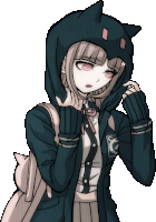 a drawing of a girl wearing a cat ear hoodie