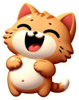 a cartoon cat is smiling with its mouth open