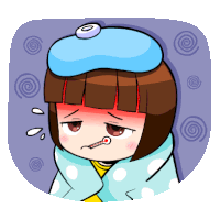 a cartoon girl with a thermometer in her mouth