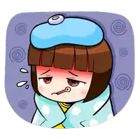 a cartoon girl with a thermometer in her mouth