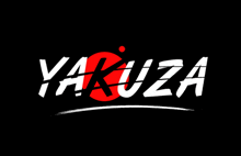 the word yakuza is on a black background with a red circle