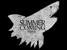 a shark silhouette with the words summer is coming shark