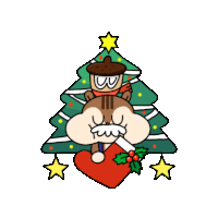 a chipmunk is sitting under a christmas tree and holding a heart