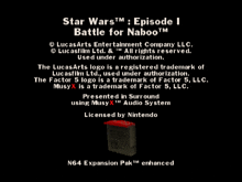 a black screen with the words star wars episode i battle for naboo