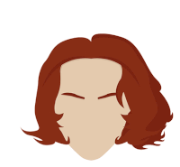 a drawing of a woman 's face with red hair on a white background