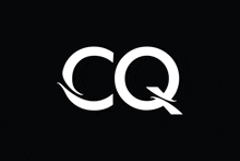 a white logo on a black background that says cq