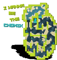 a poster that says " i wanna be the chomik " on it