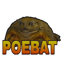 a picture of a frog with the word poebat behind it