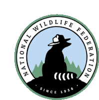 a logo for the national wildlife federation shows a bear wearing a hat