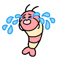 a cartoon of a shrimp crying with tears coming out of its eyes