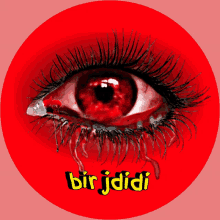 a picture of a bloody eye with the words bir jdidi below it