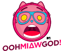 a cartoon cat wearing glasses with the words oohmiawgod below it