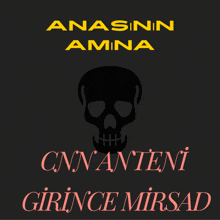 a black background with a skull and the words anasinin amina in yellow