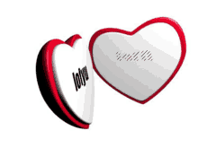 a red and white heart with the name jolyu written on it