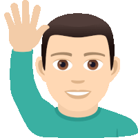 a cartoon illustration of a man raising his hand