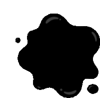 a cartoon drawing of a black spot on a white background