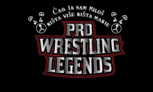 a logo for pro wrestling legends is displayed on a black background