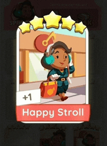 a card that says happy stroll with a picture of a girl