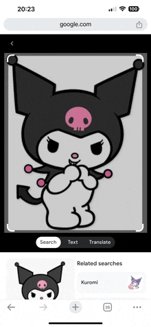 a screenshot of a picture of a cartoon character , kuromi , on a phone .