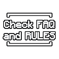 a black and white graphic that says check faq and rules