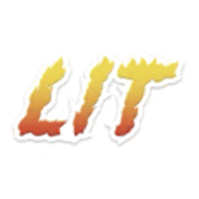 a sticker of the word lit on a white background