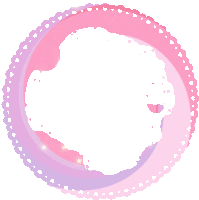 a pink and purple circle with hearts around it on a white background