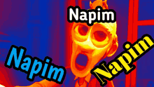 a cartoon character is screaming with the words napim above him