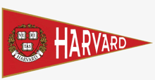 a red harvard pennant with a gold trim