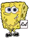 a cartoon of spongebob holding a sign that says rob .