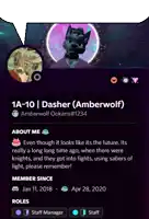 a screenshot of a person 's profile with the name dasher