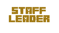 a logo that says staff leader in gold letters