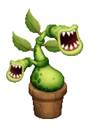 a cartoon drawing of a plant with sharp teeth coming out of it 's mouth