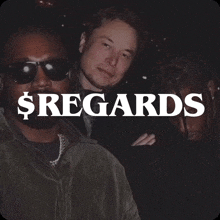 elon musk kanye west and travis scott pose for a photo in front of a sign that says regards